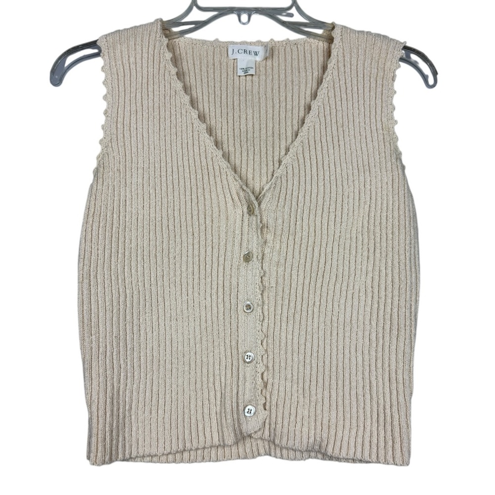 J Crew Cotton Ribbed Knit Button Cardigan Vest - Picture 2 of 5
